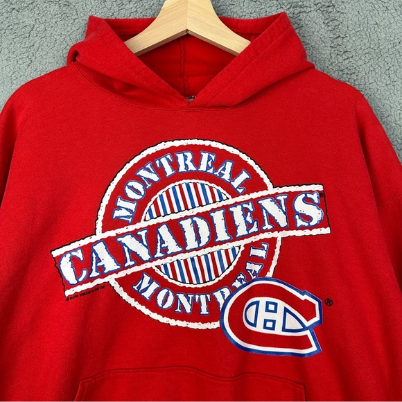 Vintage 1991 NHL Bulletin Athletic Montreal Canadiens Hockey Team Hoodie Large - Picture 2 of 13